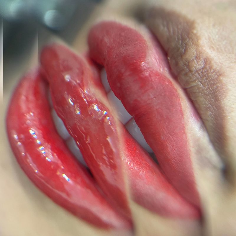 نمونه کار دکوپاژ لب که تیرگی لب درمان میشه